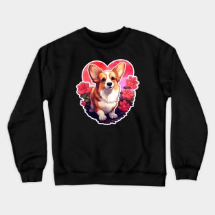 Valentines day Corgi and flowers Crewneck Sweatshirt